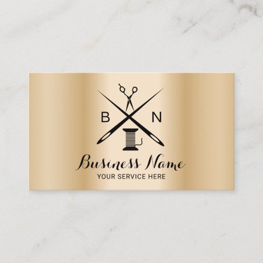 シームストレスねじ&針モダン金ゴールド裁縫 名刺 (正面)