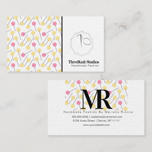 シームストレス刺しゅう仕立てファッションニードルロゴ 名刺 (正面/裏面)