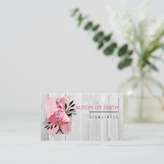 シームストレス手縫いドレスメーカー名刺 名刺 (スタンド正面)