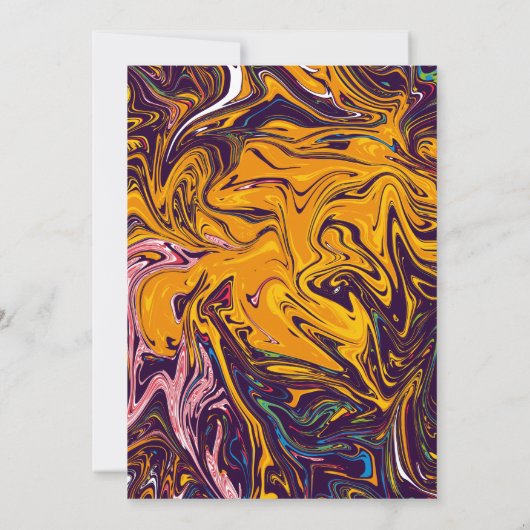 シームモダンレス抽象芸術の波状お洒落結婚の 招待状 (裏面)