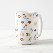 シームレよくはしゃぐス猫パターン – かわいい漫画子猫 コーヒーマグカップ (正面右)