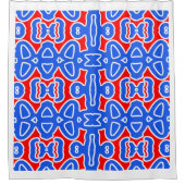 シームレエレガントスな青い赤いクラシックデザインのショー シャワーカーテン (正面)