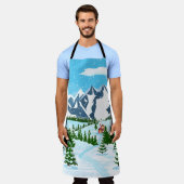 シームレシンプルスな背景 – 古いファッションのハンドドロー エプロン (着用した状態)