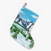 シームレシンプルスな背景 – 古いファッションのハンドドロー スモールクリスマスストッキング (正面 (吊り時))