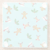 シームレスかわいいクリスマスパターンガラスのコースター ガラスコースター (裏面)