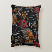 シームレスかわいい小さな花の花柄ブラックv アクセントクッション (裏面(縦))
