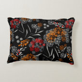 シームレスかわいい小さな花の花柄ブラックv アクセントクッション (裏面)