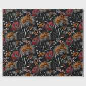 シームレスかわいい小さな花の花柄ブラックv ラッピングペーパー (フラット)