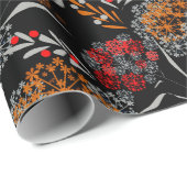 シームレスかわいい小さな花の花柄ブラックv ラッピングペーパー (ロールコーナー)