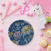 シームレスかわいい小さな花の花柄navy vi ペーパープレート (パーティー)