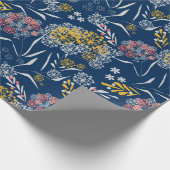 シームレスかわいい小さな花の花柄navy vi ラッピングペーパー (角)