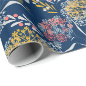 シームレスかわいい小さな花の花柄navy vi ラッピングペーパー (ロールコーナー)