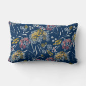 シームレスかわいい小さな花の花柄navy vi ランバークッション (裏面)