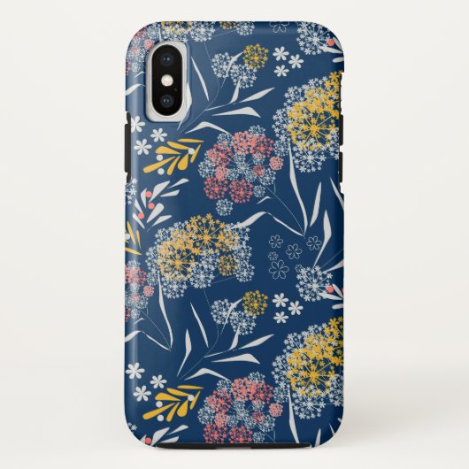 シームレスかわいい小さな花の花柄navy vi Case-Mate iPhoneケース (裏面)
