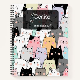 シームレスかわいい猫イラストレーションスパイラルノート ノートブック