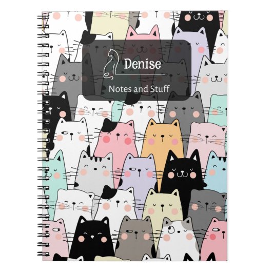 シームレスかわいい猫イラストレーション ノートブック (正面)