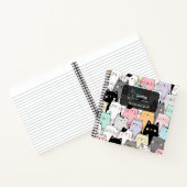 シームレスかわいい猫イラストレーション ノートブック (内部)