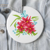 シームレスかわいい赤い花花柄の漫画b 缶バッジ (インサイチュ)