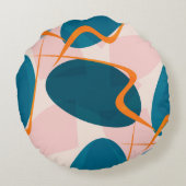 シームレスで明るい抽象芸術形状と2つのパターン ラウンドクッション (裏面)