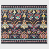 シームレスで明る縁どく、ペイズリーと小さな要素を備えた ラッピングペーパー (フラット)