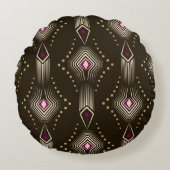 シームレスで美しいアンティークアートデコのパターンまたは名前 ラウンドクッション (正面)