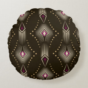 シームレスで美しいアンティークアートデコのパターンまたは名前 ラウンドクッション