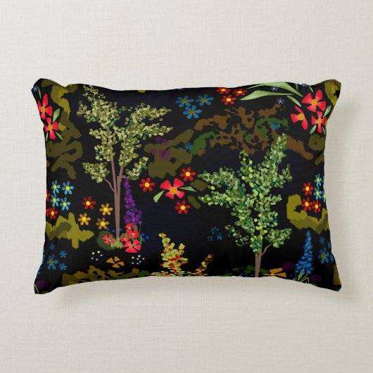 シームレスなおもしろい美しい可愛いカートゥーンの花植物 アクセントクッション (正面)