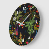 シームレスなおもしろい美しい可愛いカートゥーンの花植物 ラージ壁時計 (傾斜)