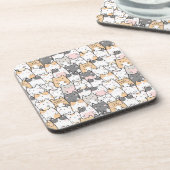 シームレスなかわいいかわいい猫の柄 コースター (左側)