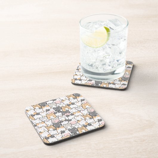 シームレスなかわいいかわいい猫の柄 コースター (右側)