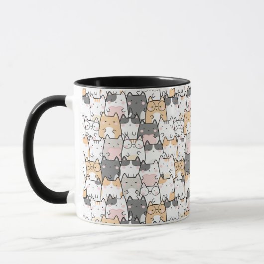 シームレスなかわいいかわいい猫の柄 マグカップ (左)