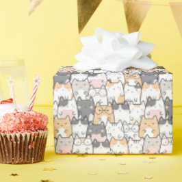 シームレスなかわいいかわいい猫の柄 ラッピングペーパー