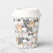 シームレスなかわいいかわいい猫の柄 紙コップ (裏面)