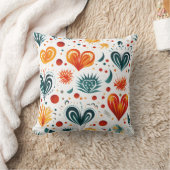 シームレスなろうけつ染めパターンハート クッション (ブランケット)