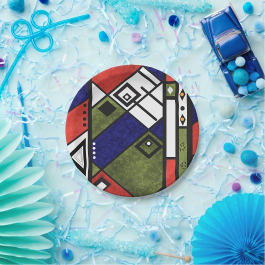 シームレスなアフリカのエト伝統的テクスパターン ペーパープレート (パーティー)