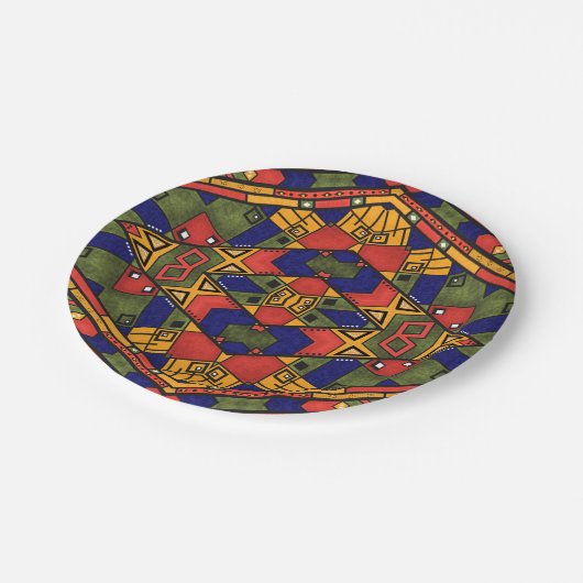 シームレスなアフリカのエト伝統的テクスパターン ペーパープレート (アングル)