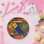 シームレスなアフリカのエト伝統的テクスパターン ペーパープレート (パーティー)