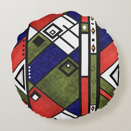 シームレスなアフリカのエト伝統的テクスパターン ラウンドクッション (裏面)