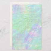 シームレスなアートの背景の水彩（青）、緑 便箋 (正面/裏面)
