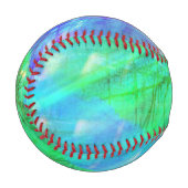 シームレスなアートの背景の水彩(青)、緑 野球ボール (正面左)