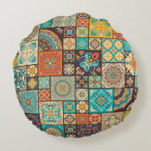 シームレスなイスラム、アラビアのタイルのパターン。 ラウンドクッション (裏面)