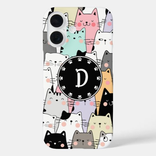 シームレスなイラストレーション猫モノグラム Case-Mate iPhoneケース (裏面)