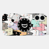 シームレスなイラストレーション猫モノグラム Case-Mate iPhoneケース (裏面 (横))