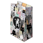 シームレスなイラストレーション猫誕生日 スモールペーパーバッグ (正面アングル)