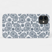 シームレスなインディアンダークブルーペイズリーパターンの白 Case-Mate iPhoneケース (裏面(横))