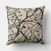 シームレスなオリーブ枝抽象芸術アートパターン クッション (裏面)