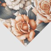 シームレスなオレンジと白のローズパターン 薄葉紙 (詳細)