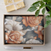 シームレスなオレンジと白のローズパターン 薄葉紙 (ギフト)