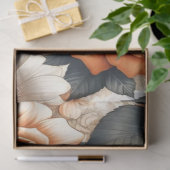 シームレスなオレンジと白のローズパターン 薄葉紙 (ギフト)