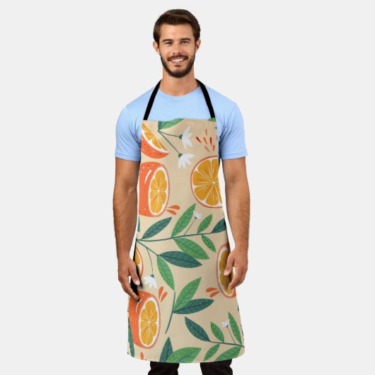 シームレスなオレンジパターン、抽象芸術ヴィンテージアート。 エプロン (着用した状態)